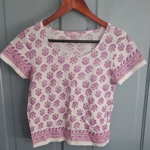 Calypso St. Barth Pink and White Short Sleeve Tee